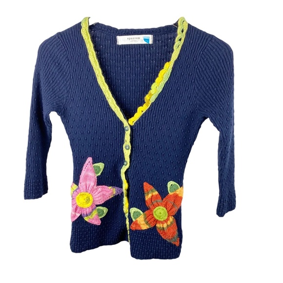 Anthropologie Sparrow Earthly Delights Embroidered Floral Button Cardigan XS - Picture 2 of 8